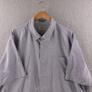 Quiksilver Waterman Collection Men XXL Blue Short Sleeve Shirt Comfort Fit